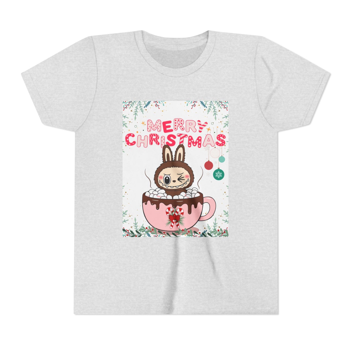 Christmas Bunny Youth Tee, Merry Christmas Shirt, Cute Holiday T-Shirt, Kids Christmas Apparel, Festive Youth Shirt
