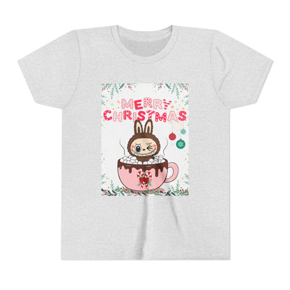 Christmas Bunny Youth Tee, Merry Christmas Shirt, Cute Holiday T-Shirt, Kids Christmas Apparel, Festive Youth Shirt