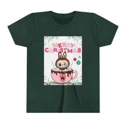 Christmas Bunny Youth Tee, Merry Christmas Shirt, Cute Holiday T-Shirt, Kids Christmas Apparel, Festive Youth Shirt