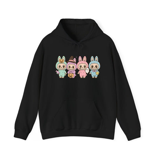 Cute Bunny-Themed Unisex Hoodie, Cozy Animal Sweatshirt for Halloween, Gift for Animal Lovers, Casual Cute Apparel, Funny Graphic Sweatshirt