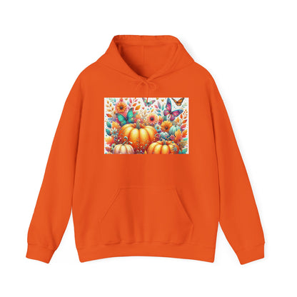 Autumn Floral Pumpkin Hoodie, Cozy Fall Sweatshirt, Nature Lover Gift, Halloween Attire, Harvest Fashion, Seasonal Style