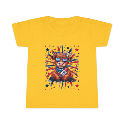 Patriotic Toddler T-Shirt with Cool Cow Design, Kids Independence Day Shirt, Baby Gift, Toddler Summer Top, Cute Animal Graphic Tee