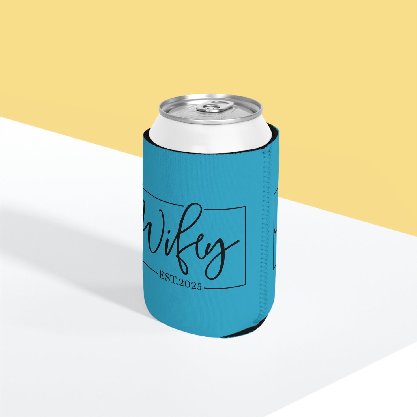 Personalized Can Cooler Sleeve - Wifey & Hubby Gifts for Newlyweds, Wedding Favors, Engagement Party, Fun Couple's Drinkware