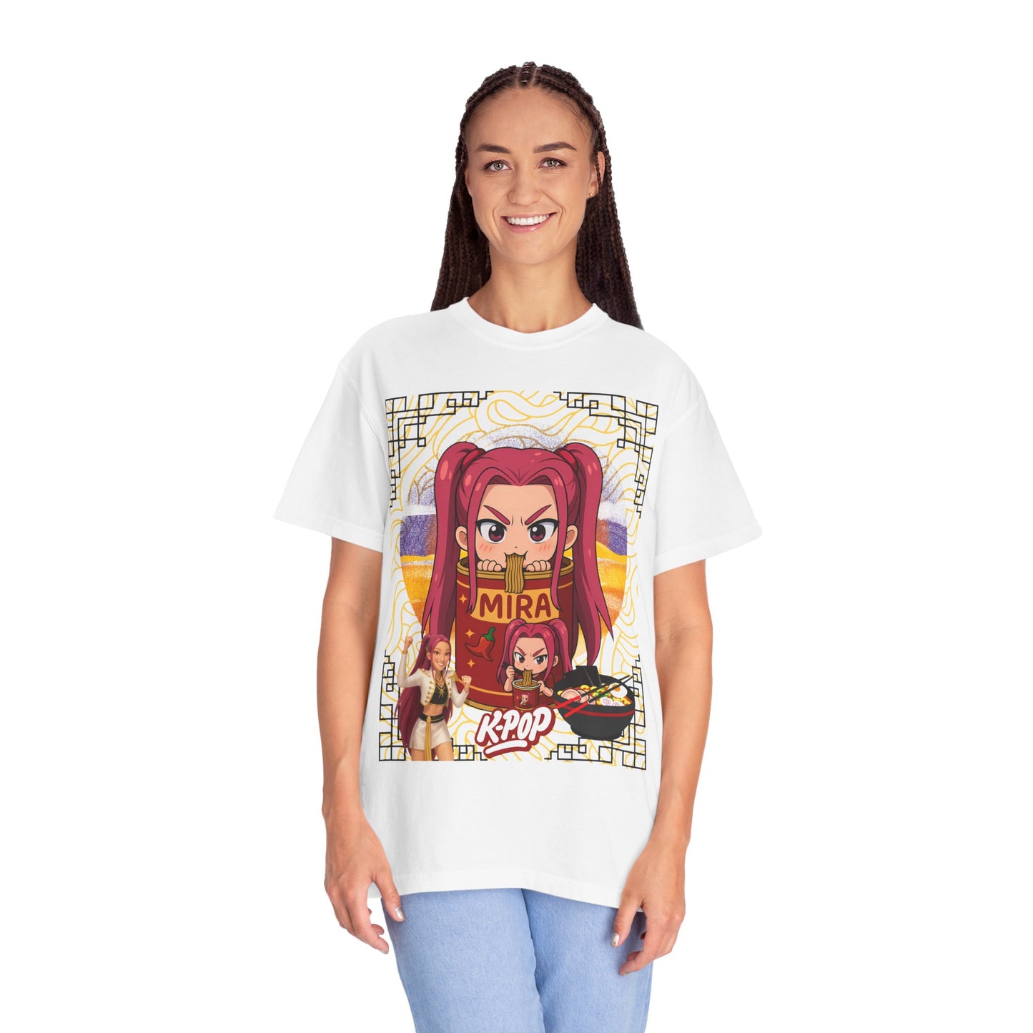 K-Pop Inspired Garment-Dyed T-Shirt, Trendy Streetwear, Anime Fan Apparel, Casual Wear, Gifts for Music Lovers
