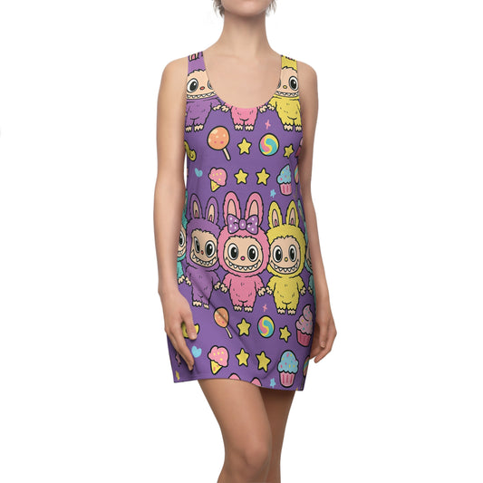 Cute Colorful Bunny Print Racerback Dress, Summer Dress, Casual Dress, Birthday Party Dress, Festival Outfit, Gift for Her