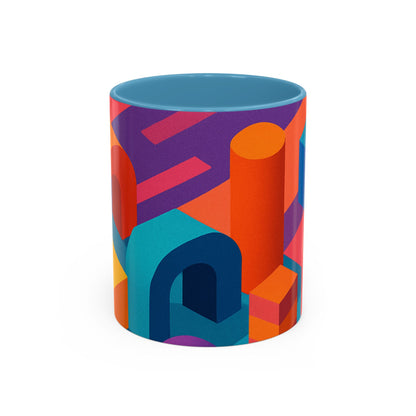 Vibrant Geometric Accent Coffee Mug, Colorful Ceramic Mug for Home or Office, Unique Gift for Birthdays, Holidays, Art Lovers