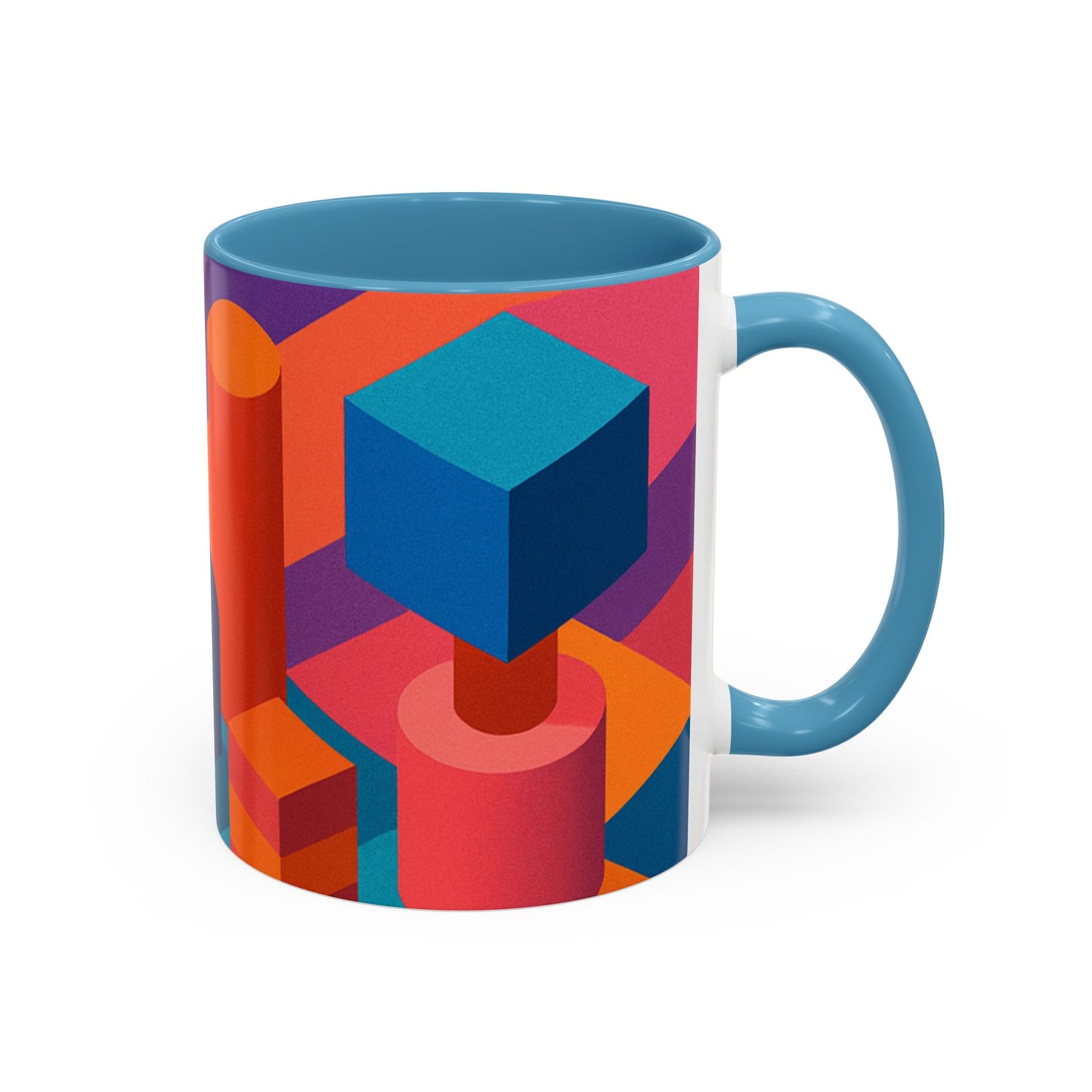 Vibrant Geometric Accent Coffee Mug, Colorful Ceramic Mug for Home or Office, Unique Gift for Birthdays, Holidays, Art Lovers