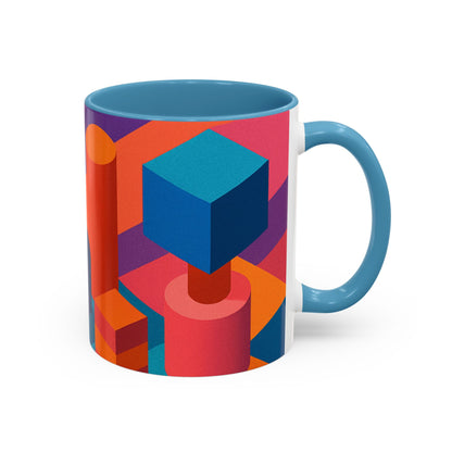 Vibrant Geometric Accent Coffee Mug, Colorful Ceramic Mug for Home or Office, Unique Gift for Birthdays, Holidays, Art Lovers