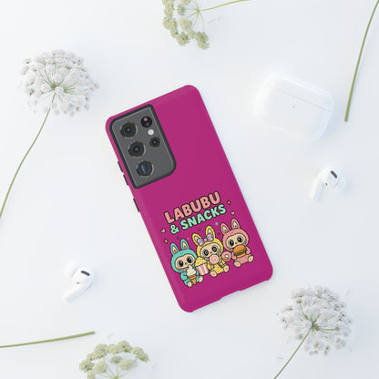 Cute Character Phone Case - Labubus & Snacks, Kawaii Accessories, Gift for Food Lovers, Fun Phone Cover, Cute Tech Gear