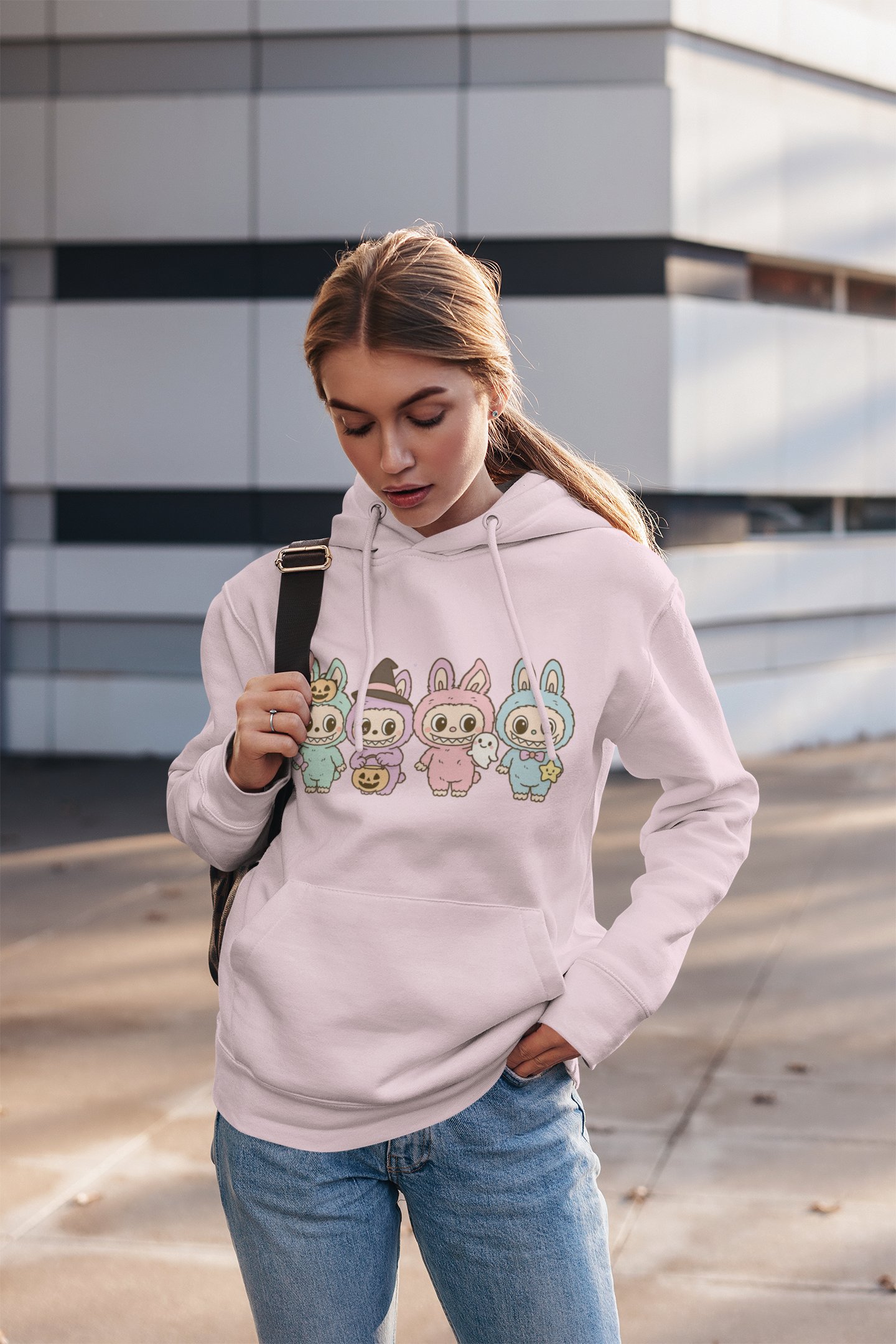 Cute Bunny-Themed Unisex Hoodie, Cozy Animal Sweatshirt for Halloween, Gift for Animal Lovers, Casual Cute Apparel, Funny Graphic Sweatshirt