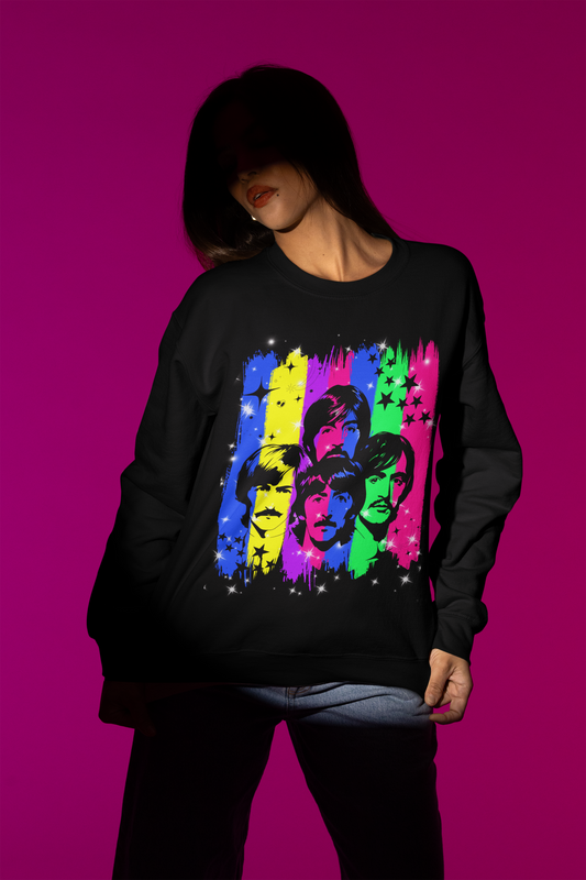 Colorful Pop Art Band Long Sleeve Tee | Retro Music Lover Gift, Unisex Vintage Style Shirt for Concerts, Festivals, and Casual Wear