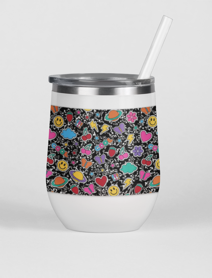 Chill Wine Tumbler, Fun Vibe Wine Cup, Colorful Travel Tumbler, Gift for Wine Lovers, Summer Picnic Essential
