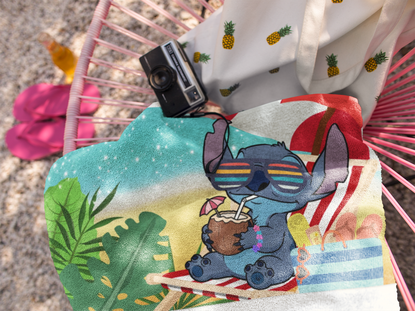 Beach Towel with Fun Tropical Character Design, Summer Vibes, Perfect for Pool Days, Beach Trips, Gifts for Beach Lovers, Vacation [...]