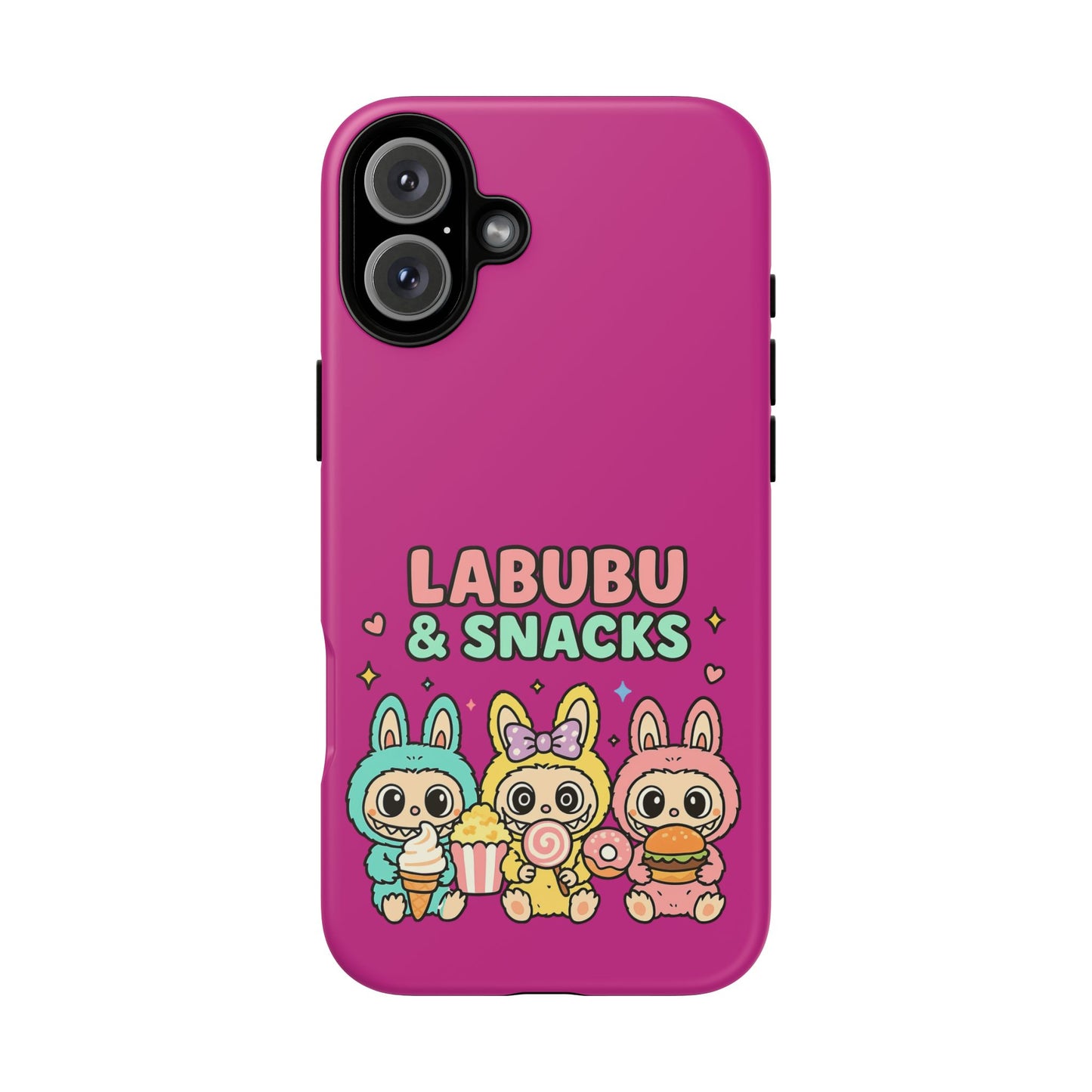 Cute Character Phone Case - Labubus & Snacks, Kawaii Accessories, Gift for Food Lovers, Fun Phone Cover, Cute Tech Gear
