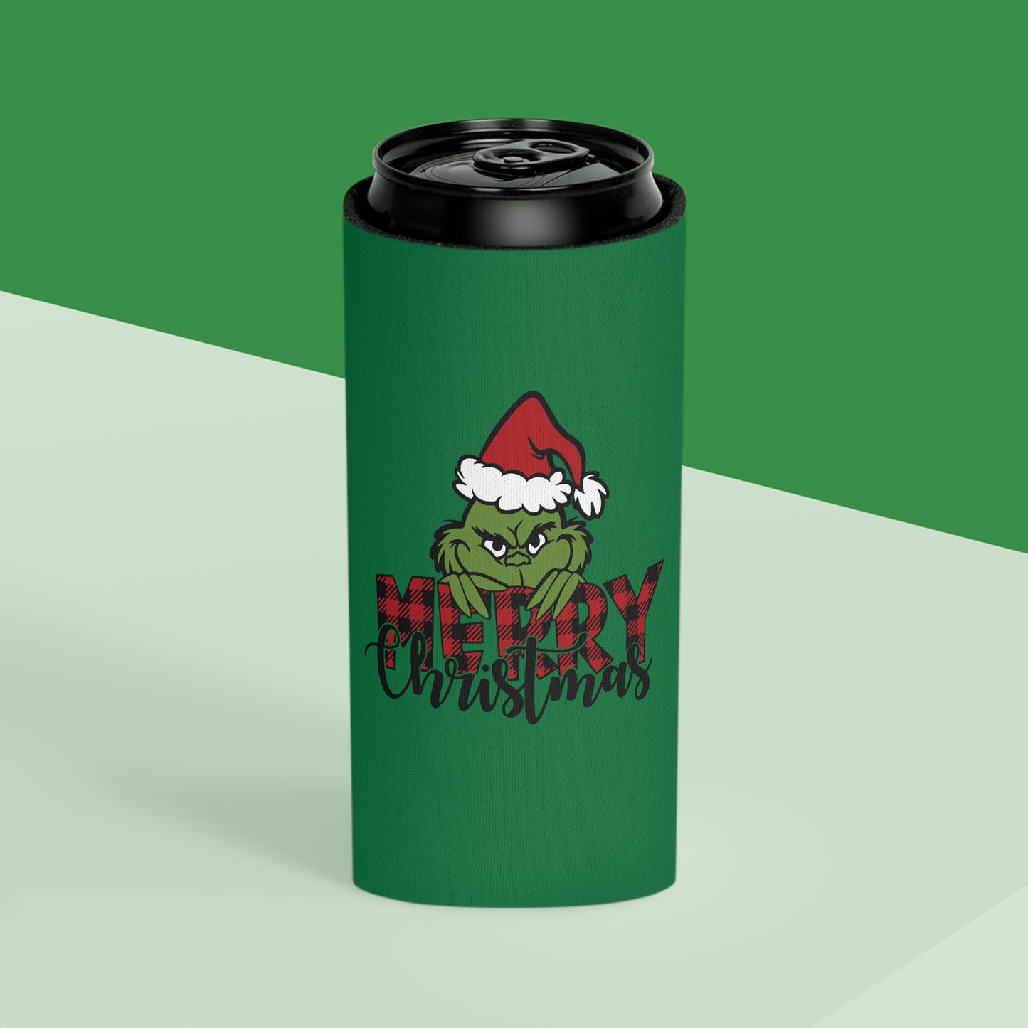 Grinch Holiday Can Cooler, Funny Drink Holder, Christmas Beer Sleeve, Gifts for Grinch Fans, Holiday Party Accessories