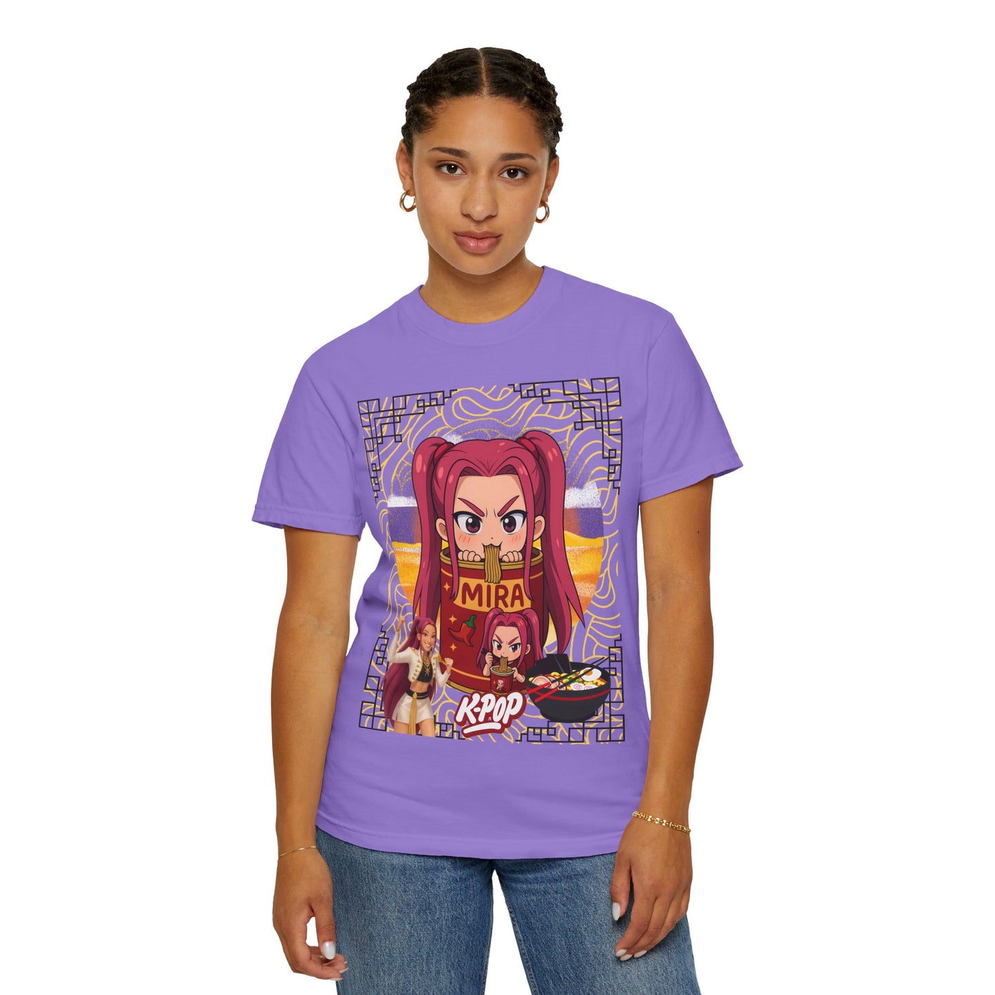 K-Pop Inspired Garment-Dyed T-Shirt, Trendy Streetwear, Anime Fan Apparel, Casual Wear, Gifts for Music Lovers