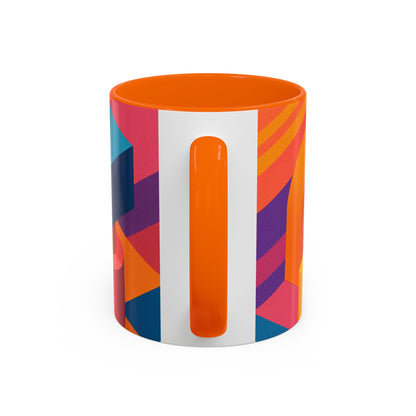 Vibrant Geometric Accent Coffee Mug, Colorful Ceramic Mug for Home or Office, Unique Gift for Birthdays, Holidays, Art Lovers