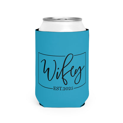 Personalized Can Cooler Sleeve - Wifey & Hubby Gifts for Newlyweds, Wedding Favors, Engagement Party, Fun Couple's Drinkware