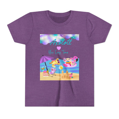 Youth Summer Fun Tee - Axolotl Love, Cute Beach Shirt, Kids Adventure T-Shirt, Summer Party Outfit, Birthday Gift, Vacation Apparel