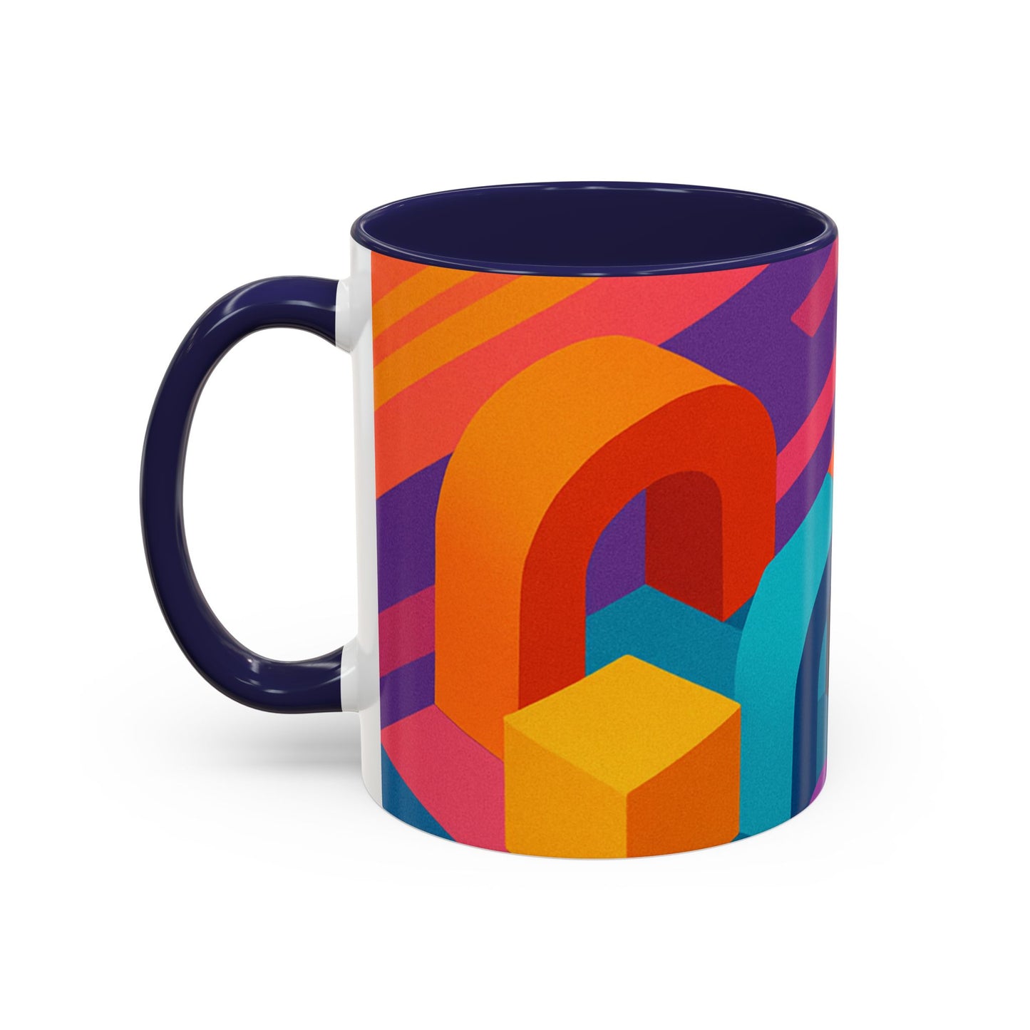 Vibrant Geometric Accent Coffee Mug, Colorful Ceramic Mug for Home or Office, Unique Gift for Birthdays, Holidays, Art Lovers