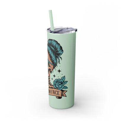 Funny Skull Mom Tumbler, Cool Gift for Moms, 20oz Skinny Cup, Unique Birthday Present, Trendy Drinkware for Halloween