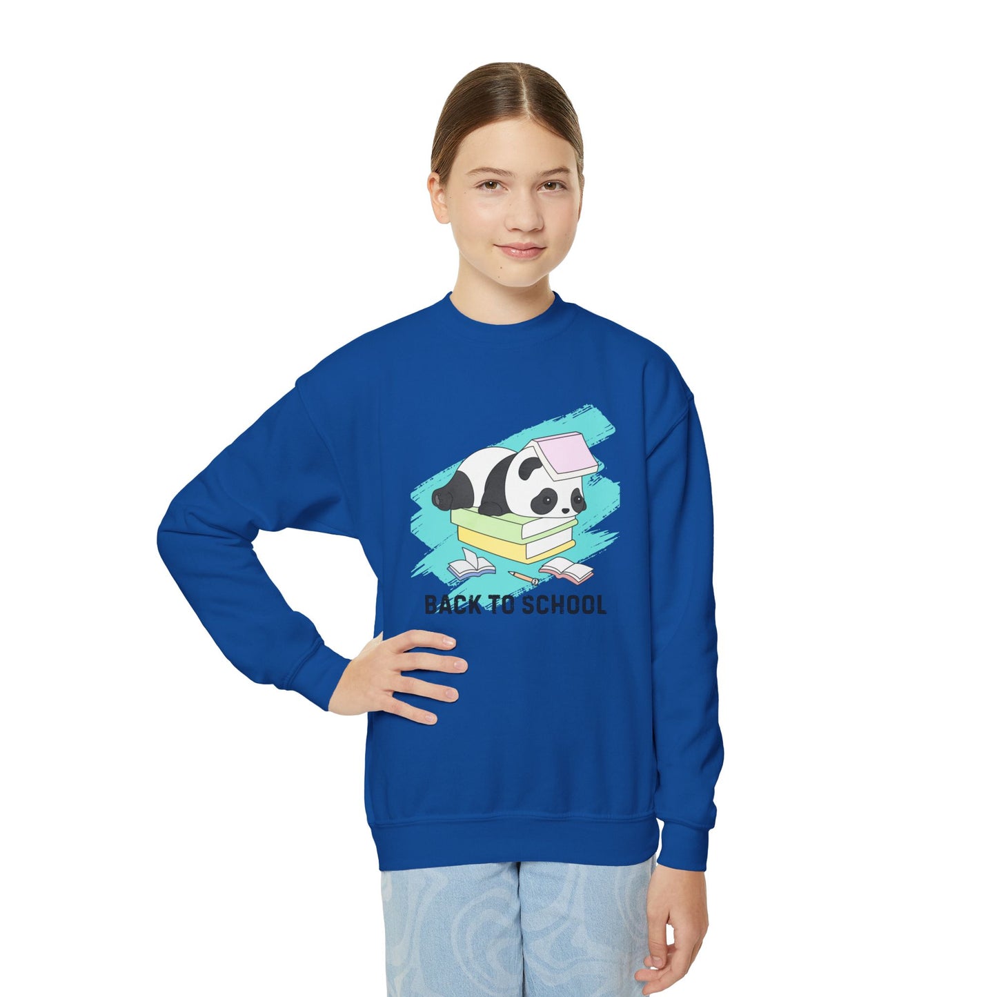 Youth Crewneck Sweatshirt - Back to School Panda, Cute Sweatshirt for Kids, Cozy Back to School Gift, Adorable Animal Design, Cute [...]