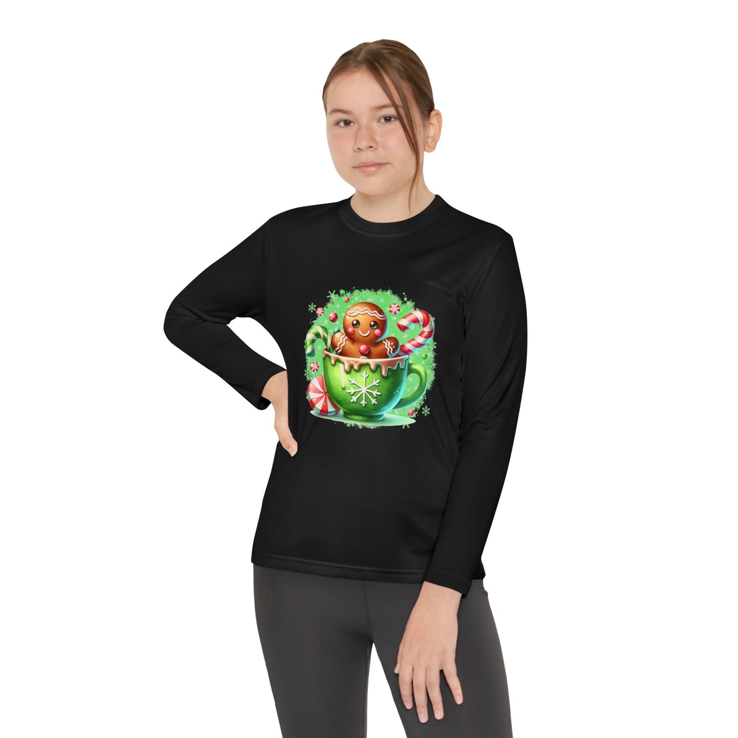 Gingerbread Holiday Long Sleeve Tee, Adorable Kids Shirt, Winter Apparel, Christmas Gift, Festive Youth Top