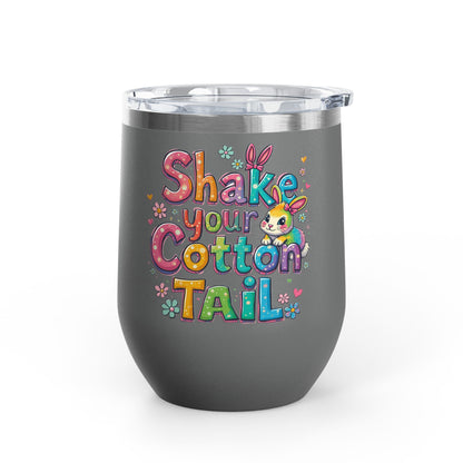 Colorful Easter Wine Tumbler | Shake Your Cotton Tail | Gift for Bunny Lovers, Party Accessories, Spring Celebrations, Cute Drinkware
