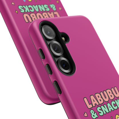 Cute Character Phone Case - Labubus & Snacks, Kawaii Accessories, Gift for Food Lovers, Fun Phone Cover, Cute Tech Gear