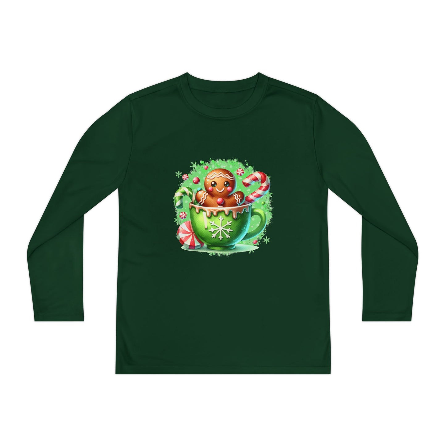 Gingerbread Holiday Long Sleeve Tee, Adorable Kids Shirt, Winter Apparel, Christmas Gift, Festive Youth Top
