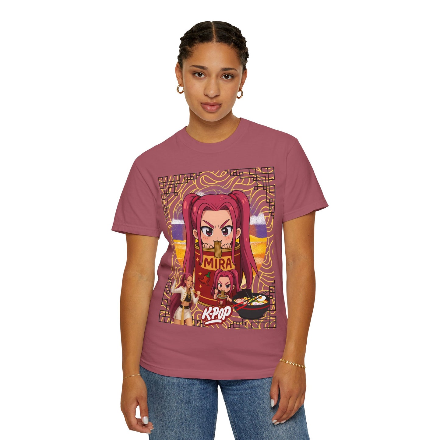 K-Pop Inspired Garment-Dyed T-Shirt, Trendy Streetwear, Anime Fan Apparel, Casual Wear, Gifts for Music Lovers