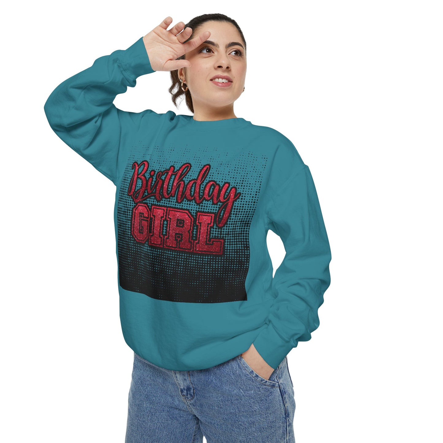 Birthday Girl Sweatshirt, Unisex Garment-Dyed Crewneck, Cozy Gift for Her, Celebration Apparel, Fun Birthday Outfit