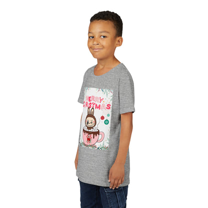 Christmas Bunny Youth Tee, Merry Christmas Shirt, Cute Holiday T-Shirt, Kids Christmas Apparel, Festive Youth Shirt