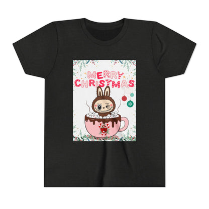 Christmas Bunny Youth Tee, Merry Christmas Shirt, Cute Holiday T-Shirt, Kids Christmas Apparel, Festive Youth Shirt
