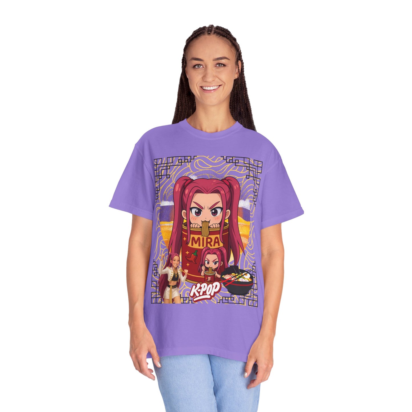 K-Pop Inspired Garment-Dyed T-Shirt, Trendy Streetwear, Anime Fan Apparel, Casual Wear, Gifts for Music Lovers