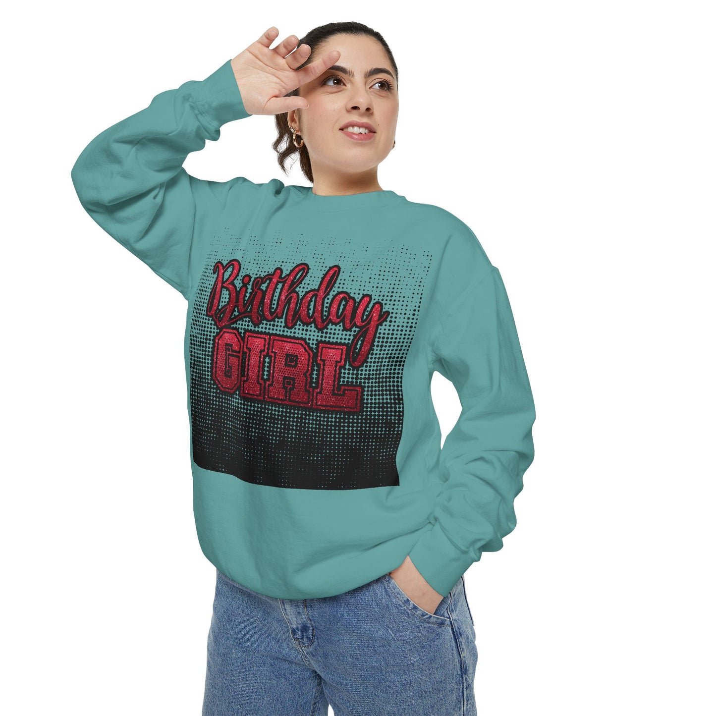 Birthday Girl Sweatshirt, Unisex Garment-Dyed Crewneck, Cozy Gift for Her, Celebration Apparel, Fun Birthday Outfit
