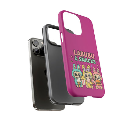 Cute Character Phone Case - Labubus & Snacks, Kawaii Accessories, Gift for Food Lovers, Fun Phone Cover, Cute Tech Gear