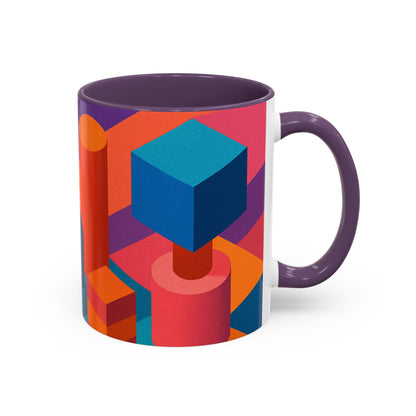 Vibrant Geometric Accent Coffee Mug, Colorful Ceramic Mug for Home or Office, Unique Gift for Birthdays, Holidays, Art Lovers