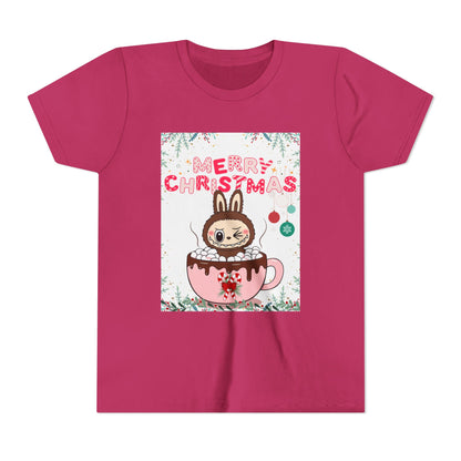 Christmas Bunny Youth Tee, Merry Christmas Shirt, Cute Holiday T-Shirt, Kids Christmas Apparel, Festive Youth Shirt