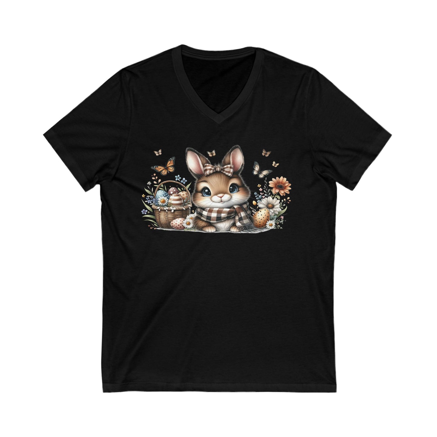 Cute Bunny V-Neck Tee, Adorable Animal T-Shirt for Spring, Nature Lovers Gift, Easter Celebration, Cozy Casual Wear