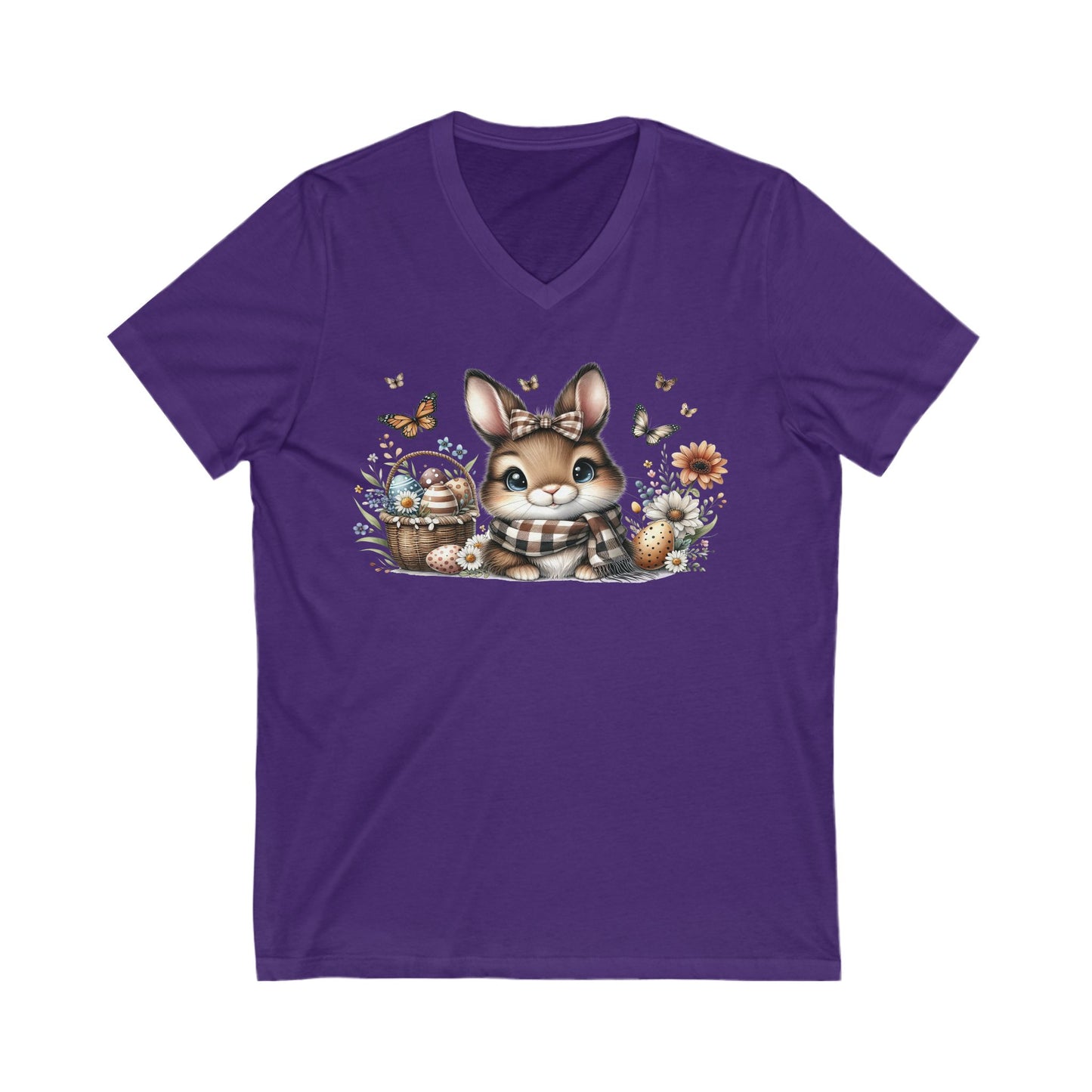 Cute Bunny V-Neck Tee, Adorable Animal T-Shirt for Spring, Nature Lovers Gift, Easter Celebration, Cozy Casual Wear