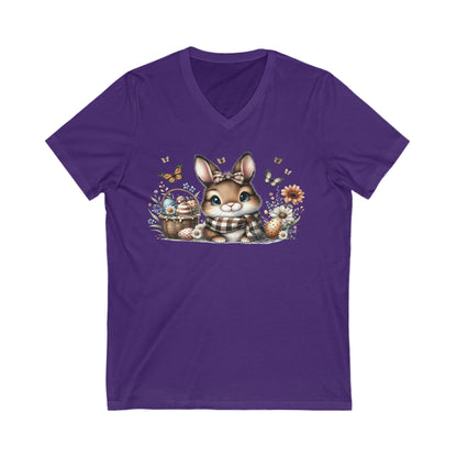 Cute Bunny V-Neck Tee, Adorable Animal T-Shirt for Spring, Nature Lovers Gift, Easter Celebration, Cozy Casual Wear