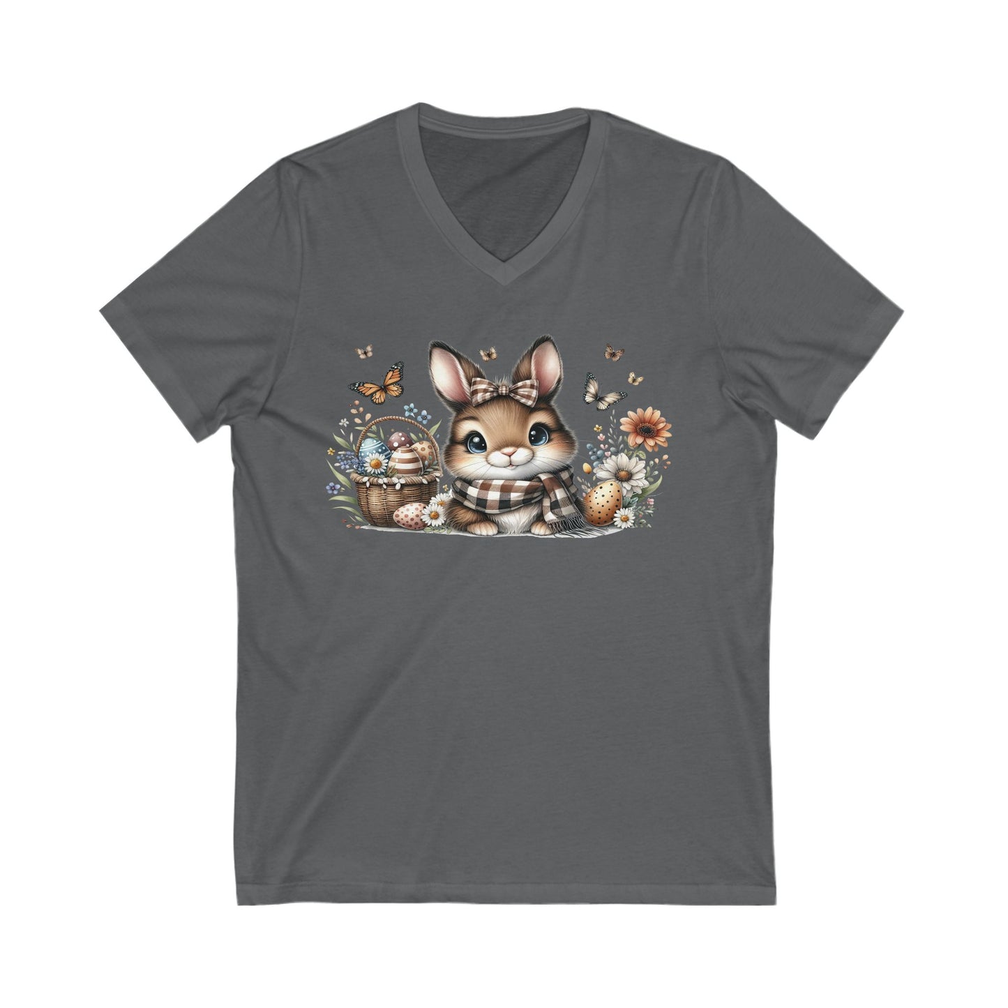 Cute Bunny V-Neck Tee, Adorable Animal T-Shirt for Spring, Nature Lovers Gift, Easter Celebration, Cozy Casual Wear