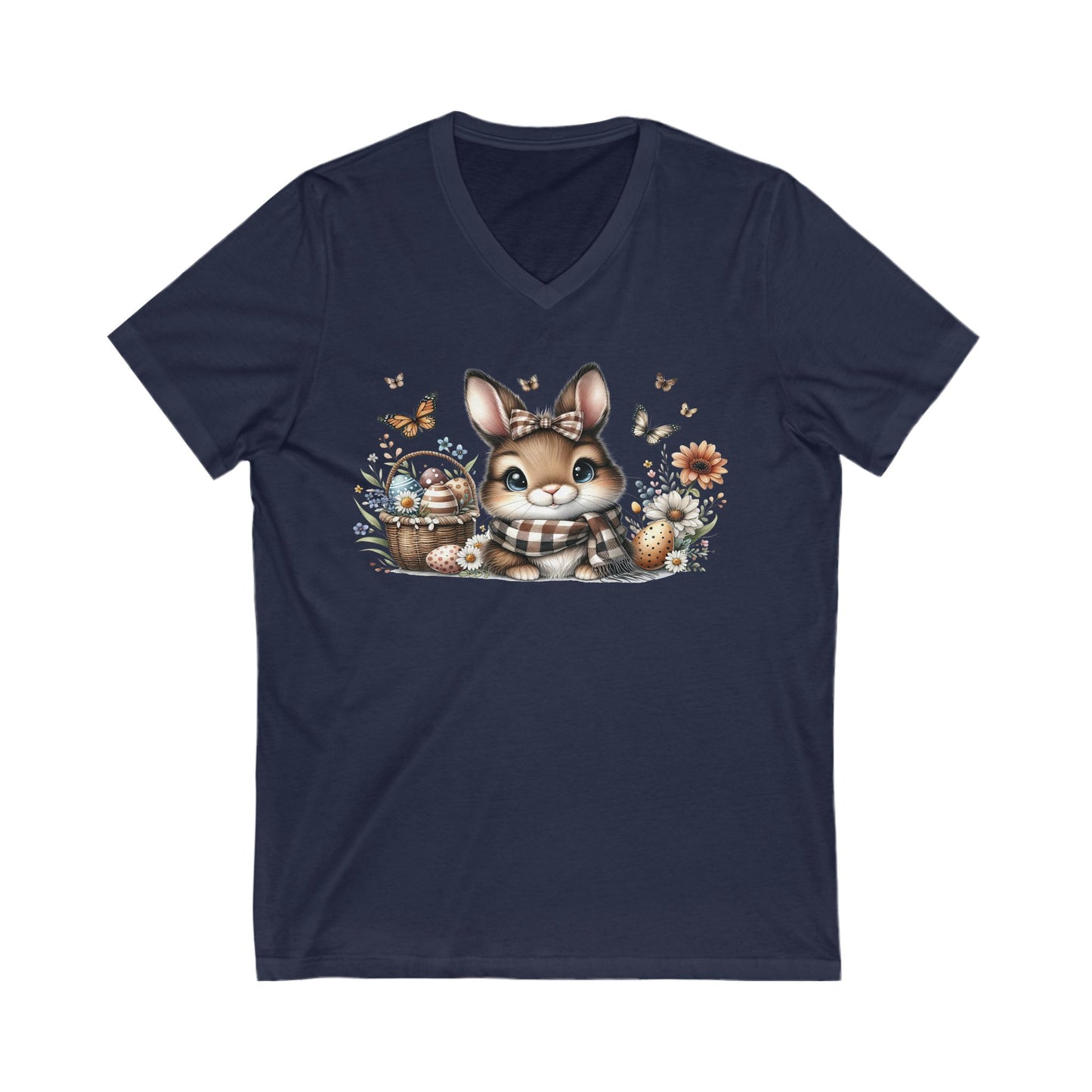 Cute Bunny V-Neck Tee, Adorable Animal T-Shirt for Spring, Nature Lovers Gift, Easter Celebration, Cozy Casual Wear
