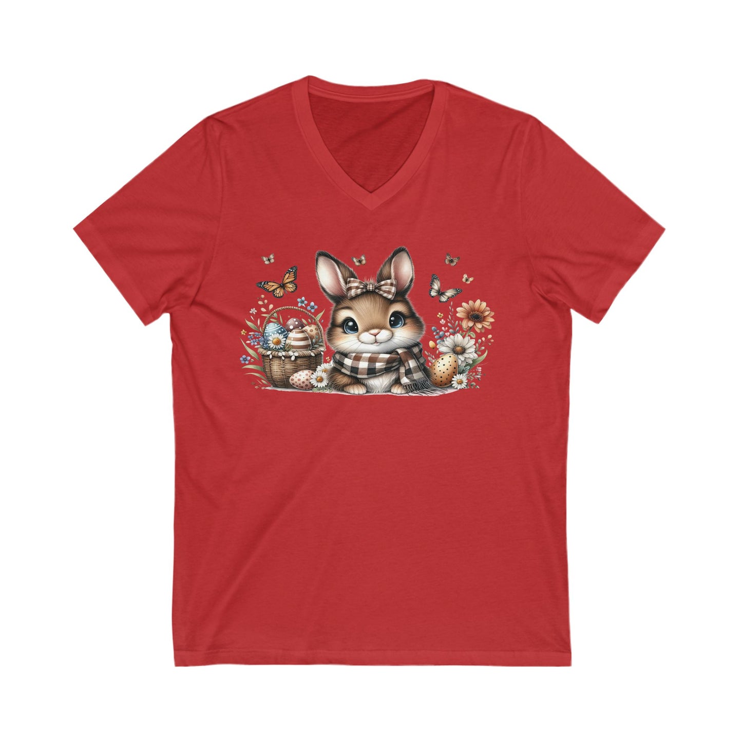 Cute Bunny V-Neck Tee, Adorable Animal T-Shirt for Spring, Nature Lovers Gift, Easter Celebration, Cozy Casual Wear