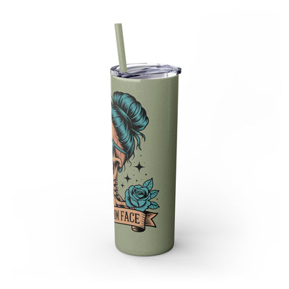 Funny Skull Mom Tumbler, Cool Gift for Moms, 20oz Skinny Cup, Unique Birthday Present, Trendy Drinkware for Halloween