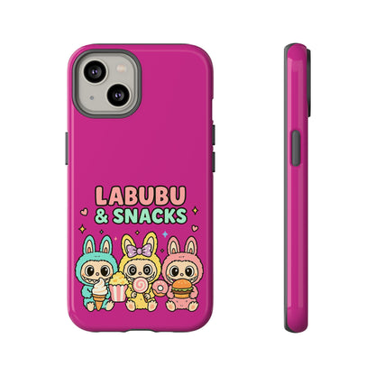 Cute Character Phone Case - Labubus & Snacks, Kawaii Accessories, Gift for Food Lovers, Fun Phone Cover, Cute Tech Gear