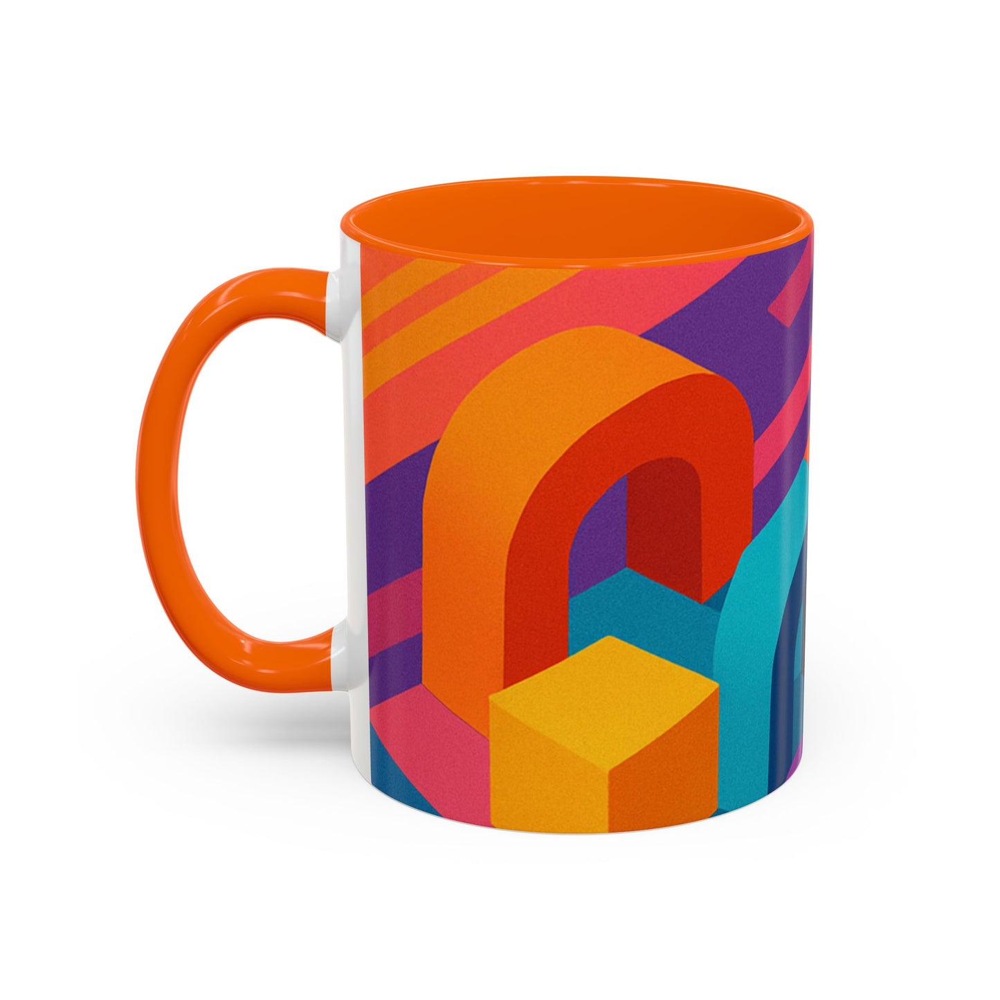 Vibrant Geometric Accent Coffee Mug, Colorful Ceramic Mug for Home or Office, Unique Gift for Birthdays, Holidays, Art Lovers