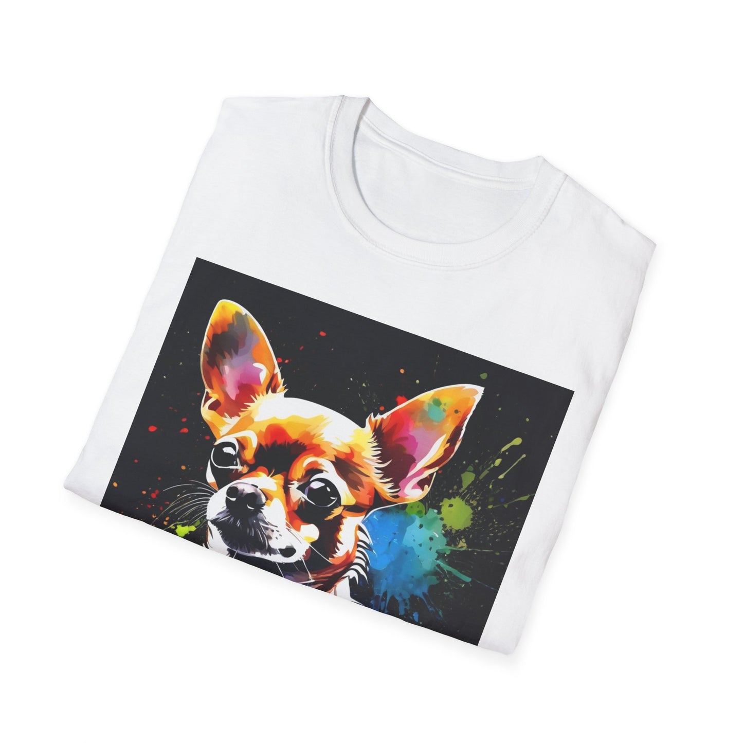 Colorful Chihuahua Art T-Shirt, Pet Lover Gift, Animal Lover Tee, Casual Wear, Unique Dog T-Shirt, Dog Mom Gift