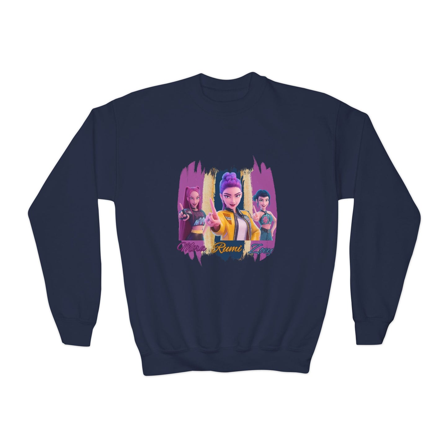 Vibrant Youth Crewneck Sweatshirt with Colorful Designs, Cozy Pullover for Kids, Unisex Sweatshirt, Great for Gifts, Cool Streetwear